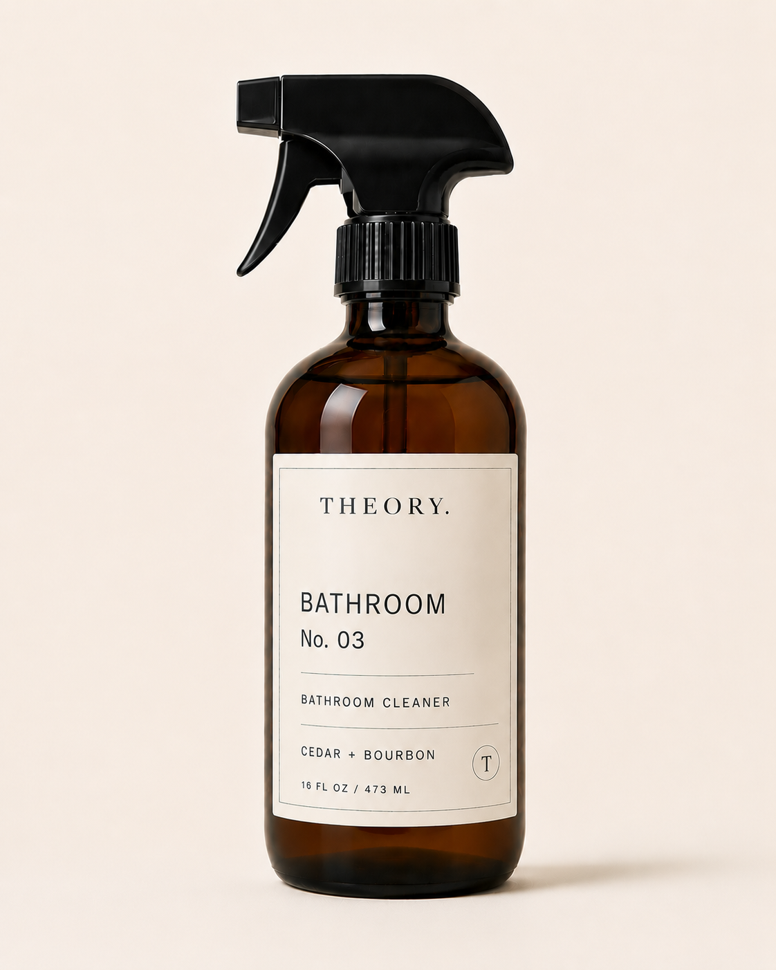 THEORY. Bathroom Cleaner — Amber glass spray bottle, No. 03, 16 fl oz